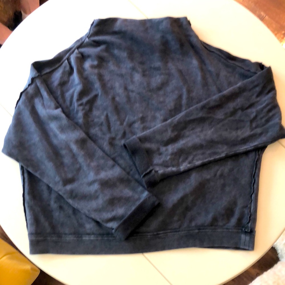 Free People Charcoal Grey Blouson Sleeve Pullover